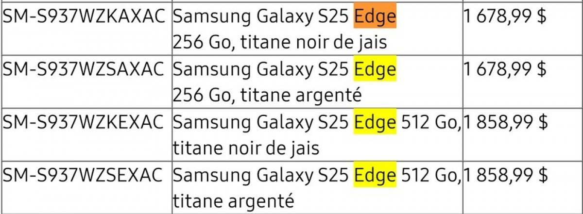 Samsung accidentally reveals Galaxy S25 Edge price